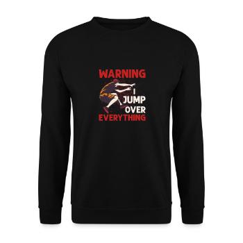 Warning I Jump Over Everything Traceur Parkour - Unisex Pullover - Schwarz - Vorne - Alina (178cm) & Michal (187cm)