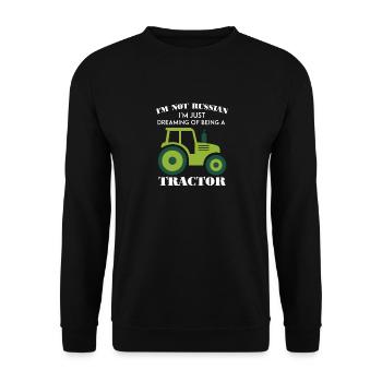 Ich bin kein Russe, ich träume nur davon, Traktor zu sein - Unisex Pullover - Schwarz - Vorne - Alina (178cm) & Michal (187cm)