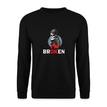 I am Broken - Unisex Pullover - Schwarz - Vorne - Alina (178cm) & Michal (187cm)