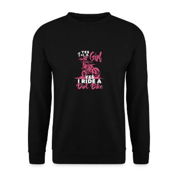 Rider Motocross Biker Yes I am a girl - Unisex Sweatshirt - black - Front - Alina (178cm) & Michal (187cm)