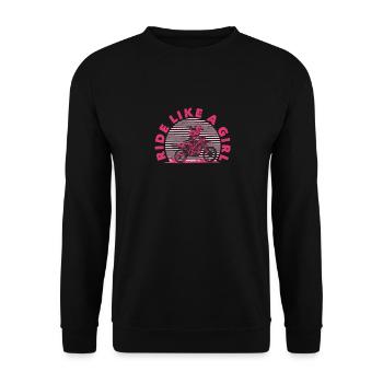 Ride Like A Girl Dirt Bike Rider Motocross Enduro - Unisex Pullover - Schwarz - Vorne - Alina (178cm) & Michal (187cm)