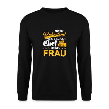 Ruhestand chef frau Pension Spruch Geschenk - Unisex Pullover - Schwarz - Vorne - Alina (178cm) & Michal (187cm)