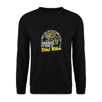 Funny Motocross Bikers In My Head I'm Riding My - Unisex Pullover - Schwarz - Vorne - Alina (178cm) & Michal (187cm)