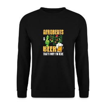 Vintage Afrobeats & Beer That's Why I'm Here - Unisex Pullover - Schwarz - Vorne - Alina (178cm) & Michal (187cm)