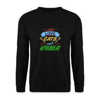 I Just Love Cats And Afrobeat Cool T-Shirt - Unisex Pullover - Schwarz - Vorne - Alina (178cm) & Michal (187cm)