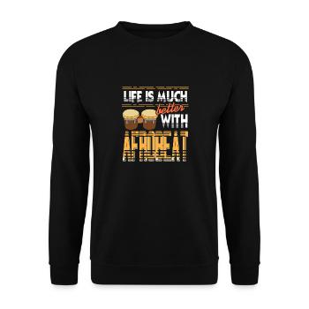 La vie est bien meilleure avec le t-shirt afrobeat cool - Sweat-shirt Unisexe - noir - Devant - Alina (178cm) & Michal (187cm)