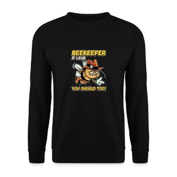 Beekeeper - if I run you should also be funny - Unisex Sweatshirt - black - Front - Alina (178cm) & Michal (187cm)
