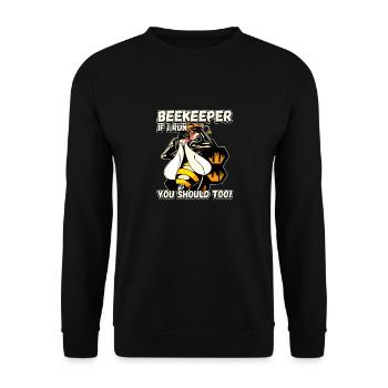 Beekeeper - if I run you should also be funny - Unisex Sweatshirt - black - Front - Alina (178cm) & Michal (187cm)