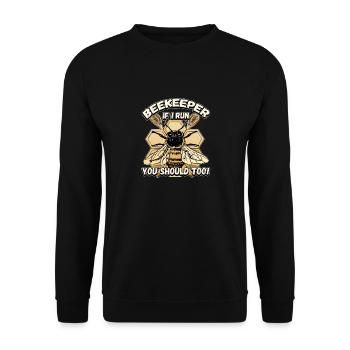 Beekeeper - if I run you should also be funny - Unisex Sweatshirt - black - Front - Alina (178cm) & Michal (187cm)