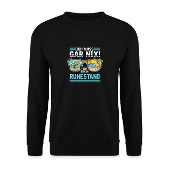 Bin im Ruhestand - Unisex Pullover - Schwarz - Vorne - Alina (178cm) & Michal (187cm)