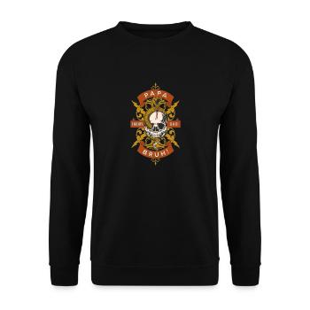 Papa Daddy Dad Bruh - Unisex Pullover - Schwarz - Vorne - Alina (178cm) & Michal (187cm)