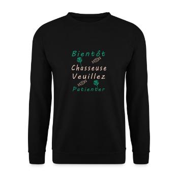 Tshirt femme Bientôt Chasseuse veuillez patienter - Sweat-shirt Unisexe - noir - Devant - Alina (178cm) & Michal (187cm)