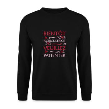 Tshirt femme Bientôt Agricultrice veuillez patient - Sweat-shirt Unisexe - noir - Devant - Alina (178cm) & Michal (187cm)