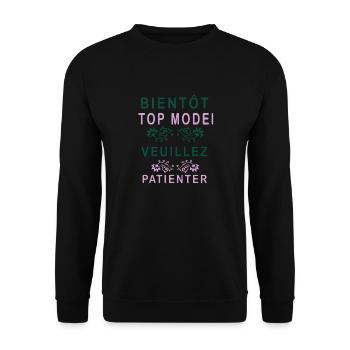 Tshirt femme Bientôt Top model veuillez patienter - Sweat-shirt Unisexe - noir - Devant - Alina (178cm) & Michal (187cm)