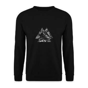 Valknut Wotan Knot Viking Warriors Norsemen - Unisex Sweatshirt - black - Front - Alina (178cm) & Michal (187cm)