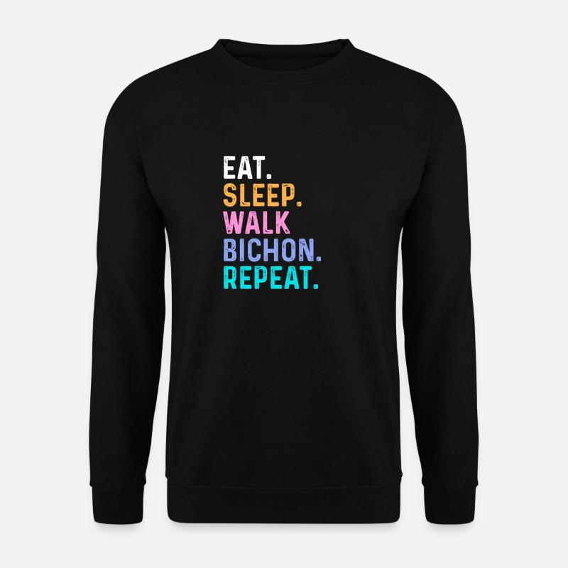 Eat Sleep Walk Bichon Repeat - Unisex Sweatshirt - black