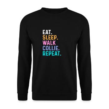 Eat Sleep Walk Collie Repeat - Unisex Sweatshirt - black - Front - Alina (178cm) & Michal (187cm)