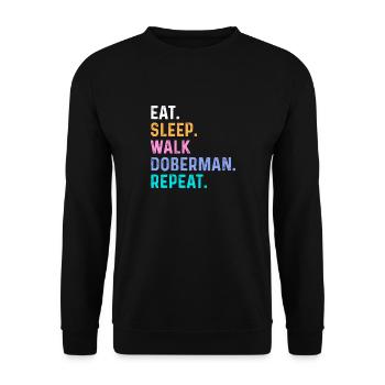 Eat Sleep Walk Doberman Repeat - Unisex Sweatshirt - black - Front - Alina (178cm) & Michal (187cm)