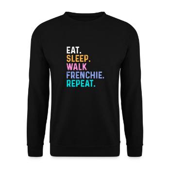 Eat Sleep Walk Frenchie Repeat - Unisex Sweatshirt - black - Front - Alina (178cm) & Michal (187cm)