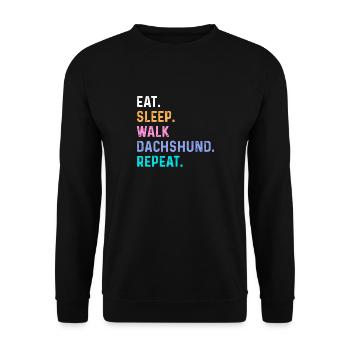 Eat Sleep Walk Dachshund Repeat - Unisex Sweatshirt - black - Front - Alina (178cm) & Michal (187cm)