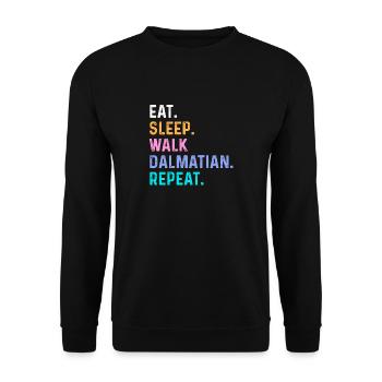 Eat Sleep Walk Dalmatinische Wiederholung - Unisex Pullover - Schwarz - Vorne - Alina (178cm) & Michal (187cm)