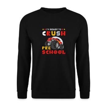 Ready Crush Pre School Back Boys Monster Truck - Unisex Sweatshirt - black - Front - Alina (178cm) & Michal (187cm)
