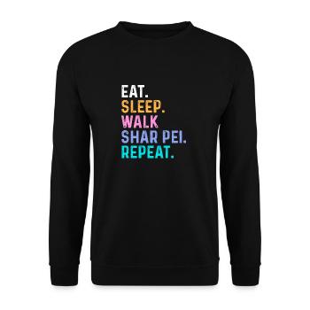Eat Sleep Walk Shar Pei Repeat - Unisex Sweatshirt - black - Front - Alina (178cm) & Michal (187cm)