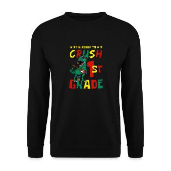Ready Crush 1st Faste School Dinosaur Schoolboy - Unisex Sweatshirt - black - Front - Alina (178cm) & Michal (187cm)