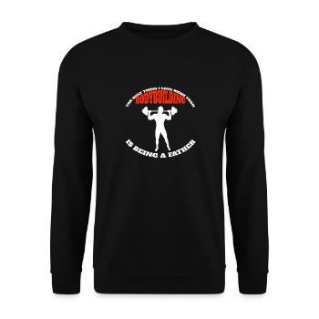 Fitness Papa Musculation Bodybuilder Père Muscle - Sweat-shirt Unisexe - noir - Devant - Alina (178cm) & Michal (187cm)