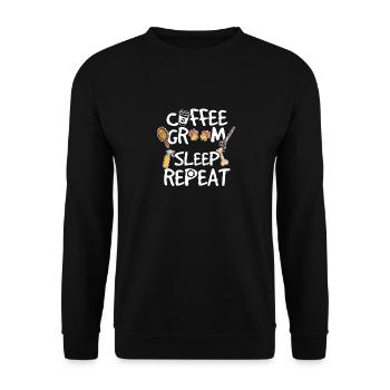 Café Groom Sommeil Répéter Chien Toiletteur Chien Toilettage - Sweat-shirt Unisexe - noir - Devant - Alina (178cm) & Michal (187cm)