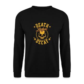 Death Before Decaf - Unisex Sweatshirt - black - Front - Alina (178cm) & Michal (187cm)