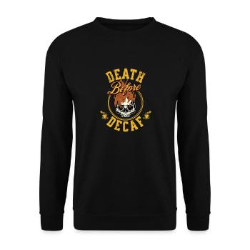 Tod vor entkoffeiniert - Unisex Pullover - Schwarz - Vorne - Alina (178cm) & Michal (187cm)