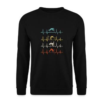Saut en hauteur Jumper Athlétisme Battement de cœur - Sweat-shirt Unisexe - noir - Devant - Alina (178cm) & Michal (187cm)