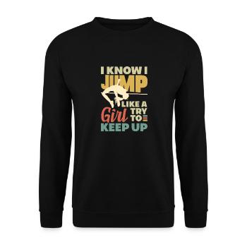 High Jump Jumping Jumper Track and Field Female - Unisex Pullover - Schwarz - Vorne - Alina (178cm) & Michal (187cm)