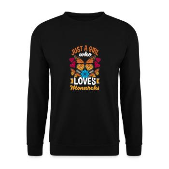 Entomology Milkweed Butterfly Just A Girl Who - Unisex Sweatshirt - black - Front - Alina (178cm) & Michal (187cm)