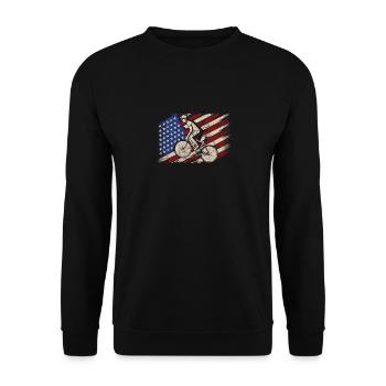 Vintage Cycling Cycle Team Player Sports Fan US - Unisex Pullover - Schwarz - Vorne - Alina (178cm) & Michal (187cm)