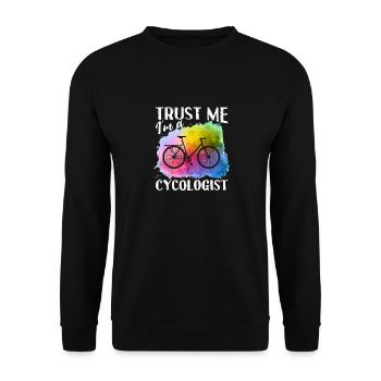 Trust Me I'm a Cycologist Witziges Fahrrad Fahrrad - Unisex Pullover - Schwarz - Vorne - Alina (178cm) & Michal (187cm)