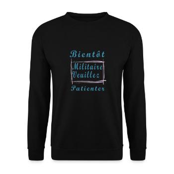 Tshirt femme Bientôt Militaire veuillez patienter - Sweat-shirt Unisexe - noir - Devant - Alina (178cm) & Michal (187cm)