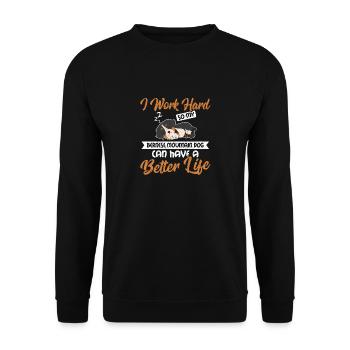 I Work Hard So My Bernese Mountain Dog Funny Dog L - Unisex Pullover - Schwarz - Vorne - Alina (178cm) & Michal (187cm)