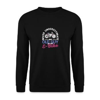 Elektrofahrrad Unterschätzen Sie niemals einen - Unisex Pullover - Schwarz - Vorne - Alina (178cm) & Michal (187cm)