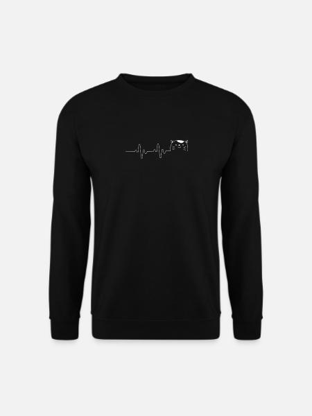 Cat Heartbeat Cute Cat Black Cat Kitten Cat Mom - Unisex Pullover - Schwarz