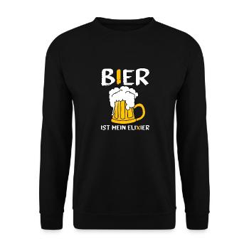 Bier ist mein Elixier Spruch Party Fest Oktober - Unisex Pullover - Schwarz - Vorne - Alina (178cm) & Michal (187cm)