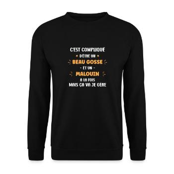 Compliqué beau gosse et Malouin - Sweat-shirt Unisexe - noir - Devant - Alina (178cm) & Michal (187cm)