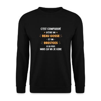 Compliqué beau gosse et brestois - Sweat-shirt Unisexe - noir - Devant - Alina (178cm) & Michal (187cm)