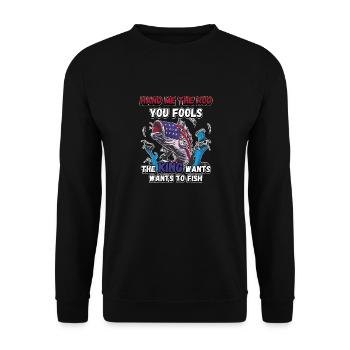 Hands Me The Rod Fools The King Will Fishing - Unisex Sweatshirt - black - Front - Alina (178cm) & Michal (187cm)