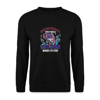 Hands Me The Rod Fools The King Will Fishing - Unisex Sweatshirt - black - Front - Alina (178cm) & Michal (187cm)