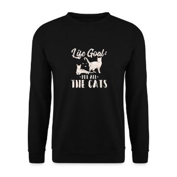 Objectif de vie: Pet All The Cats Funny Cat Lover Cat - Sweat-shirt Unisexe - noir - Devant - Alina (178cm) & Michal (187cm)
