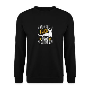 I Wonder If Cats Think About Me Too Funny Cat Love - Unisex Sweatshirt - black - Front - Alina (178cm) & Michal (187cm)