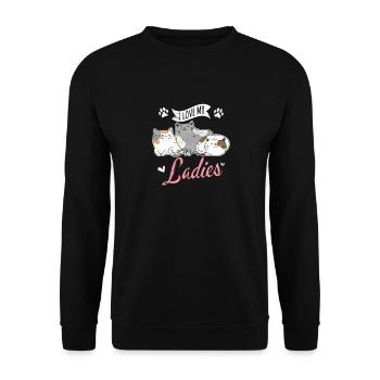 I Love My Ladies Cat Owner Cute Cat Mom Love Cats - Unisex Pullover - Schwarz - Vorne - Alina (178cm) & Michal (187cm)