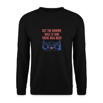 But the Bonfire Was Lit Camping Hiking Camper - Unisex Sweatshirt - black - Front - Alina (178cm) & Michal (187cm)